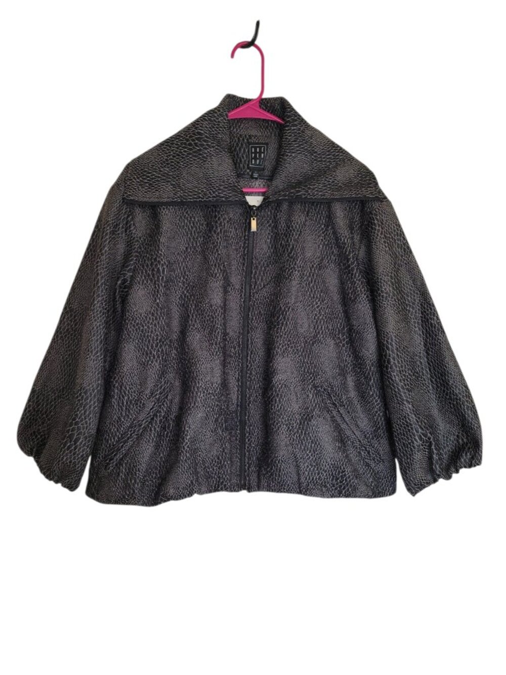 Due Per Due NWT Animal Print Puff Sleeves Wide Collar Blazer Jacket Womens L